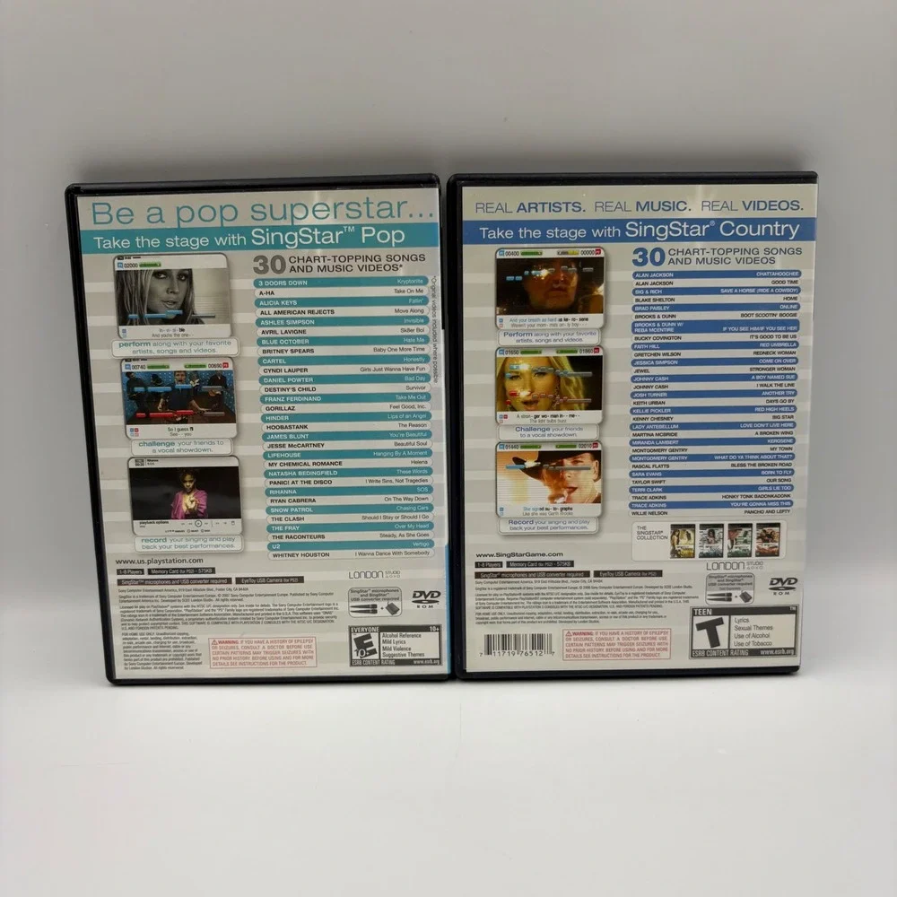 Sony SingStar Pop & Country PS2 Bundle NTSC Blue Good Karaoke Music Games